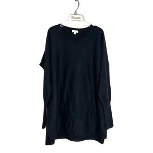 Garnet‎ Hill Black Wool Cashmere Cowl Neck Tunic Sweater Size Small Minimalist